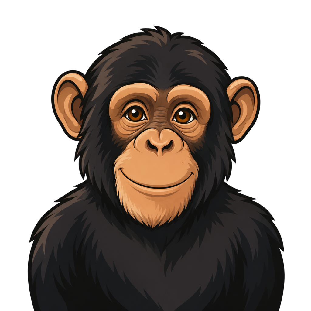 Illustrated chimpanzee portrait
